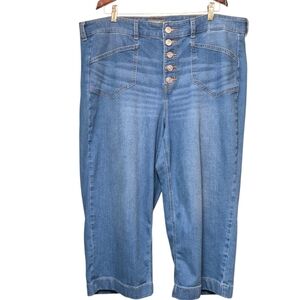 Torrid Women's Blue Denim Cropped Jeans Wide Leg Button Fly Size 20